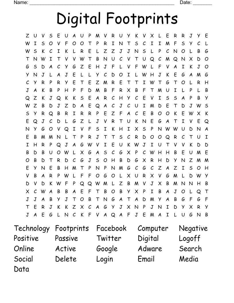 Digital Footprints Word Search