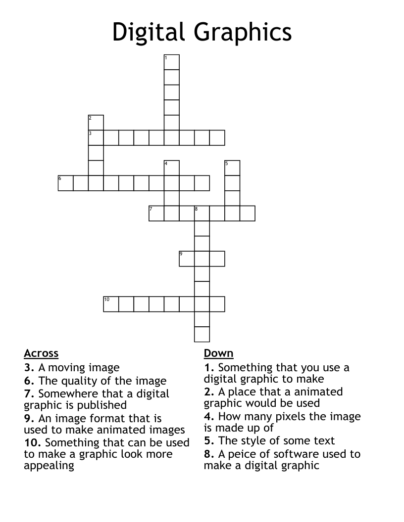 Digital Graphics Crossword