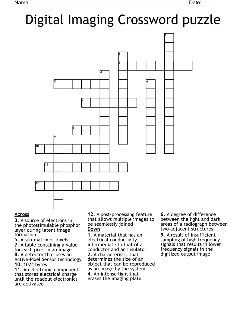 Digital Imaging Crossword puzzle