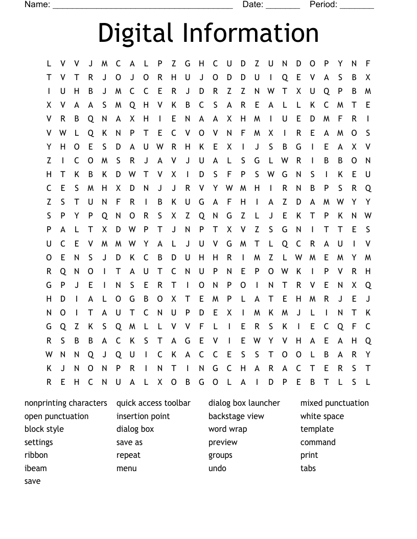 Digital Information Word Search