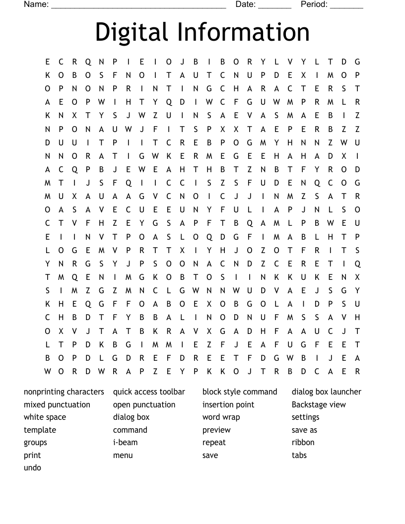 Digital Information Word Search