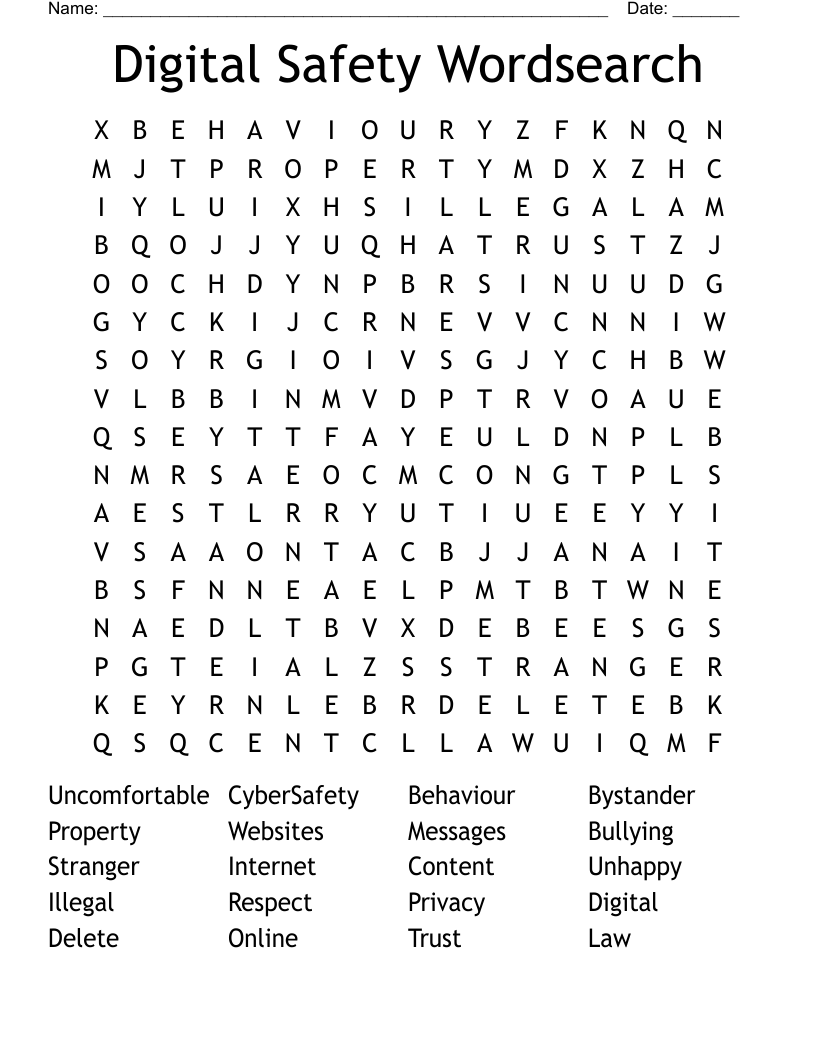 Digital Safety Wordsearch