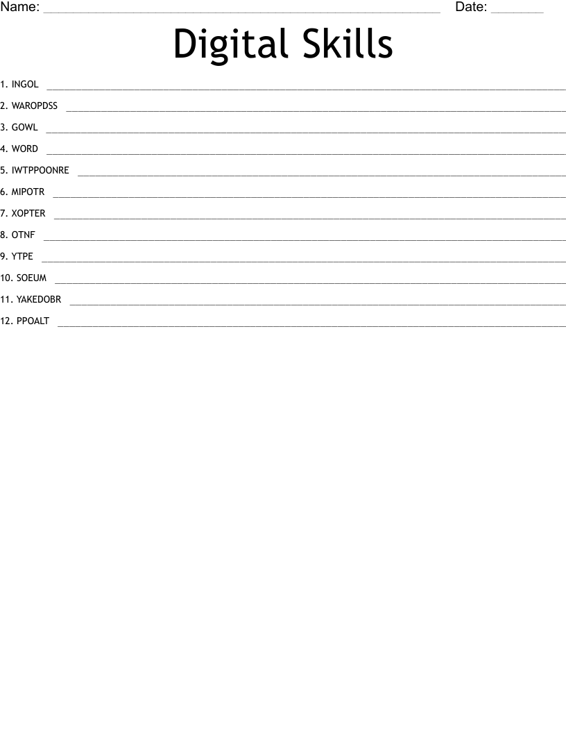 Digital Skills Word Scramble