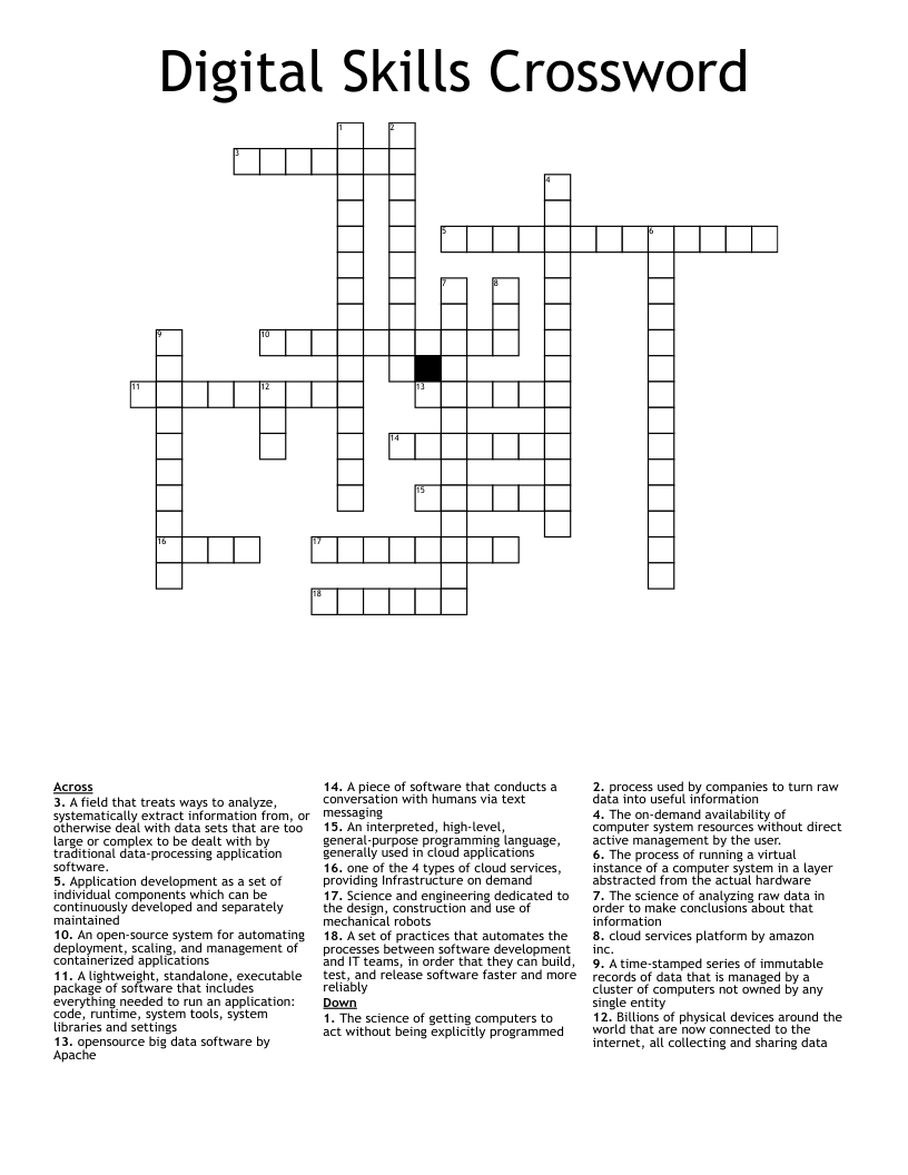Digital Skills Crossword