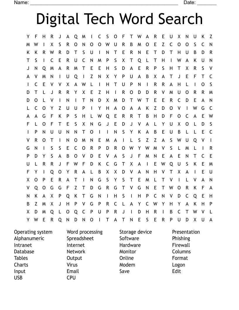 Digital Tech Word Search