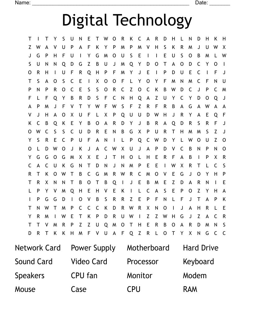 Digital Technology  Word Search