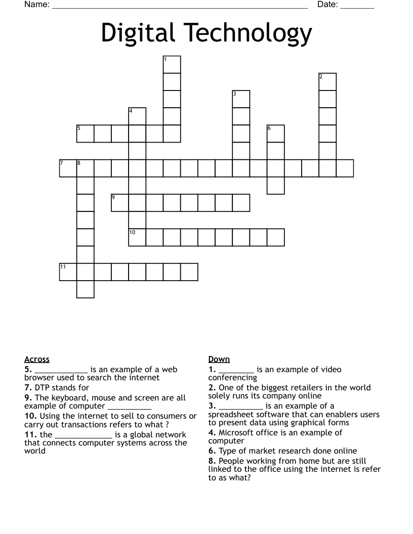 Digital Technology  Crossword