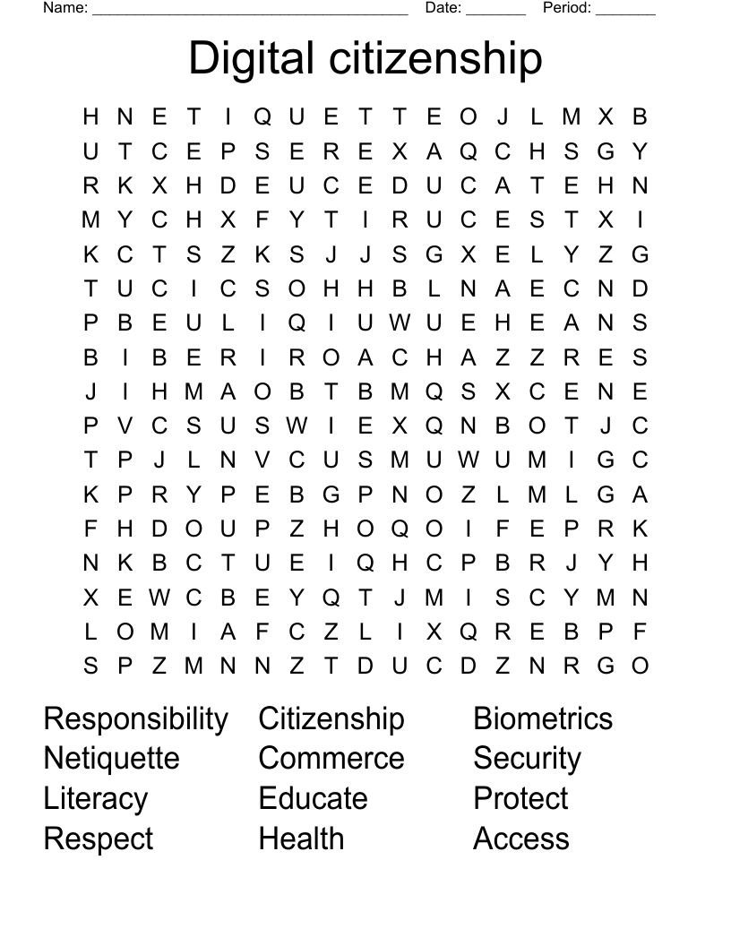 Digital citizenship  Word Search
