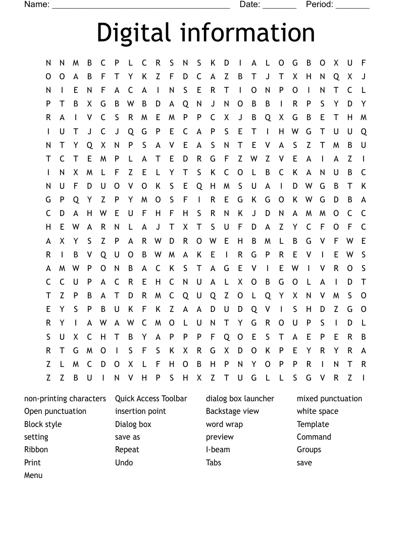 Digital information Word Search