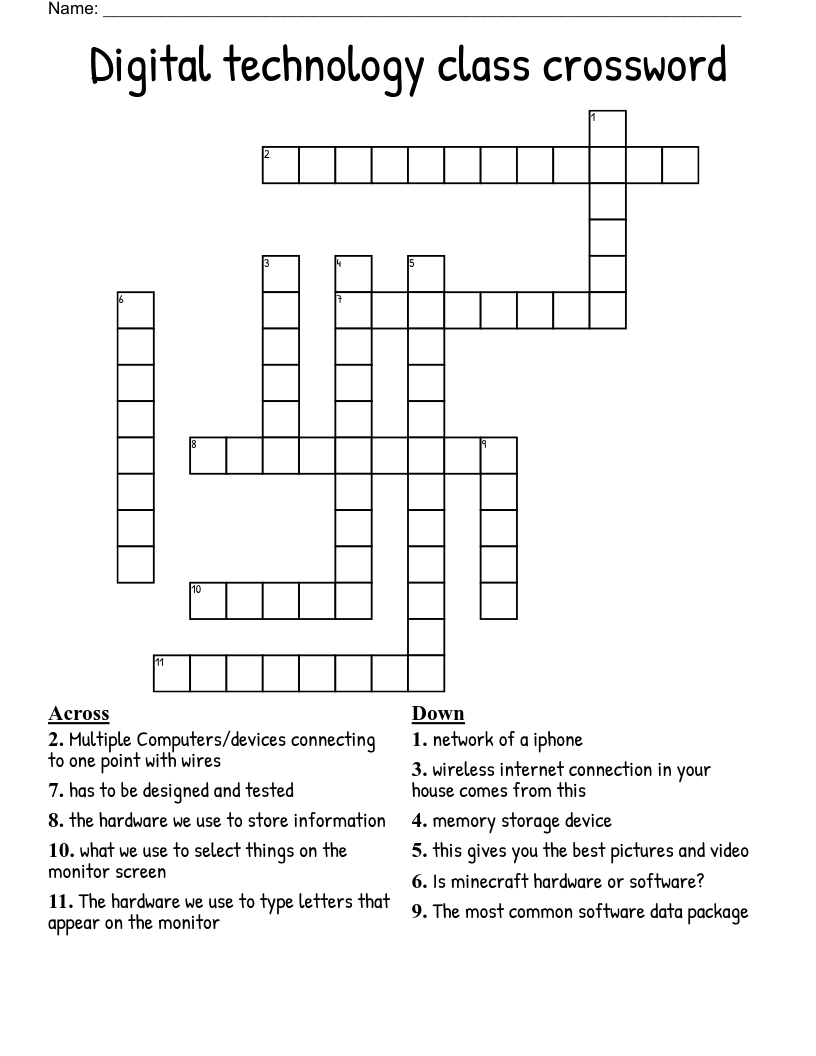 Digital technology class crossword