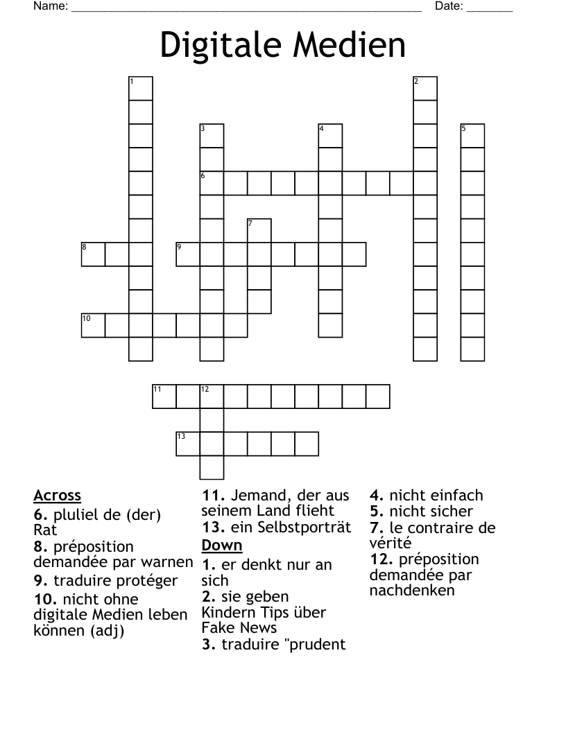 Digitale Medien Crossword
