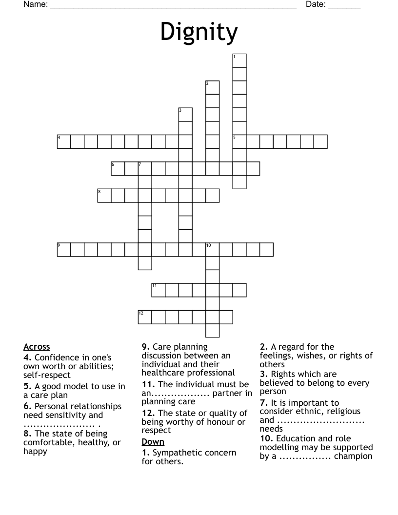 Dignity Crossword