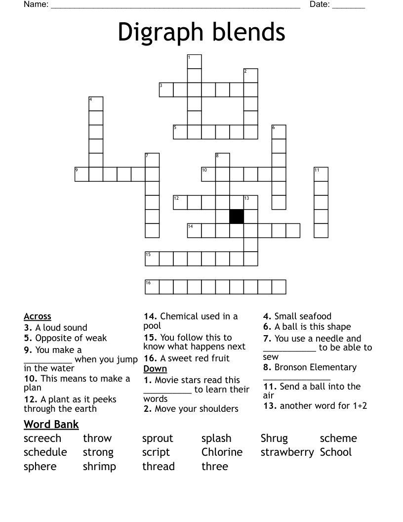 Digraph blends Crossword