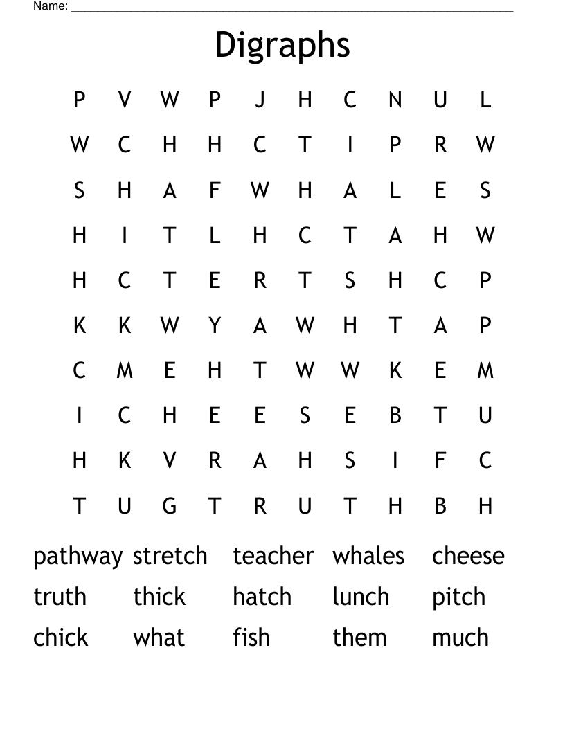 Digraphs Word Search