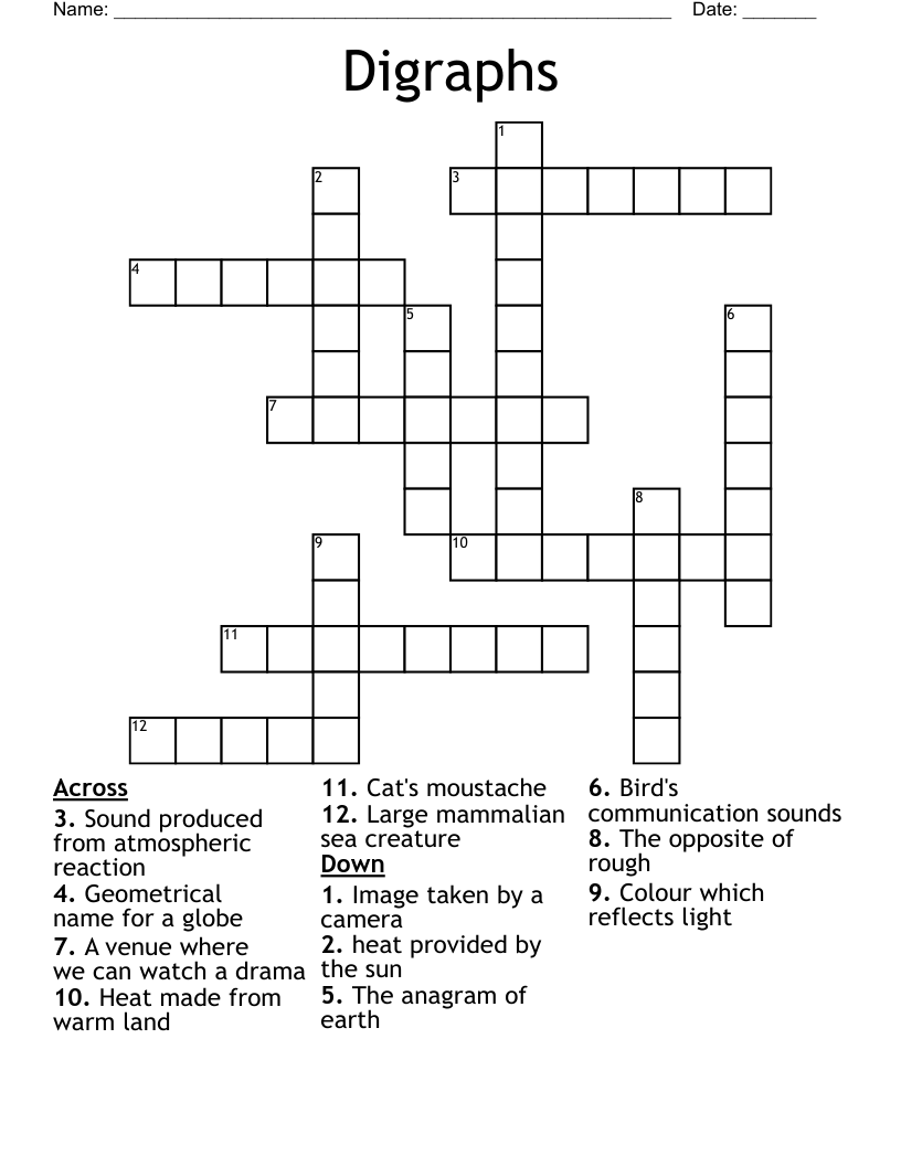 Digraphs Crossword
