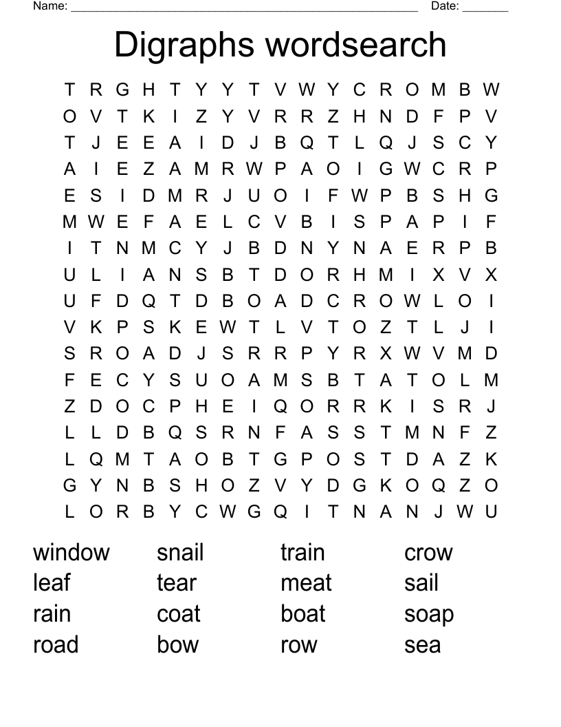 Digraphs wordsearch