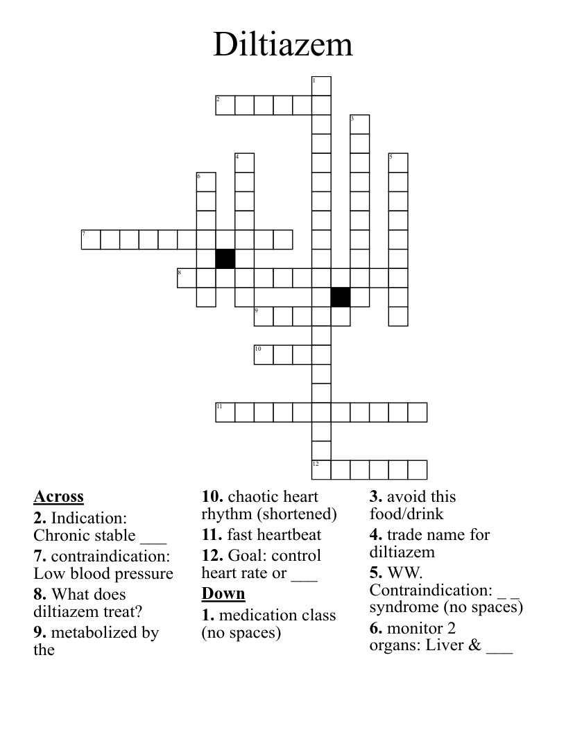 Diltiazem Crossword