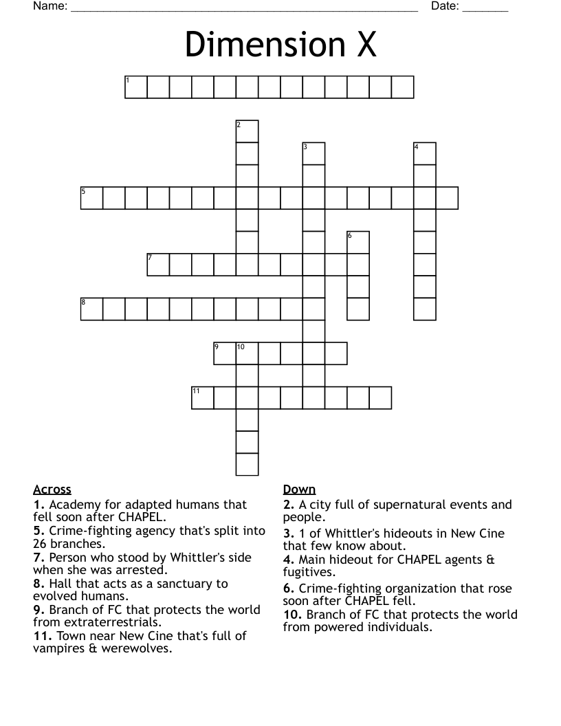 Dimension X Crossword