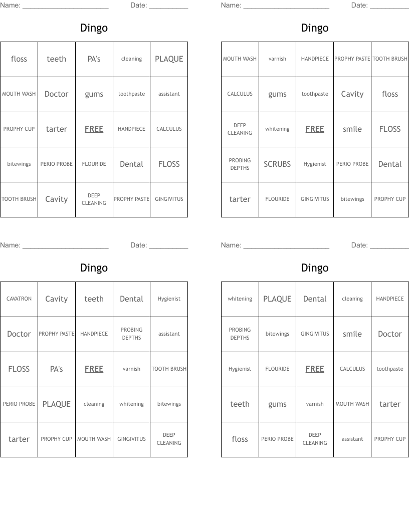 Dingo Bingo Cards