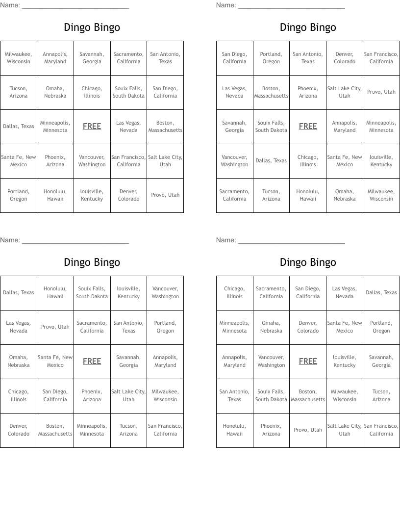 Dingo Bingo