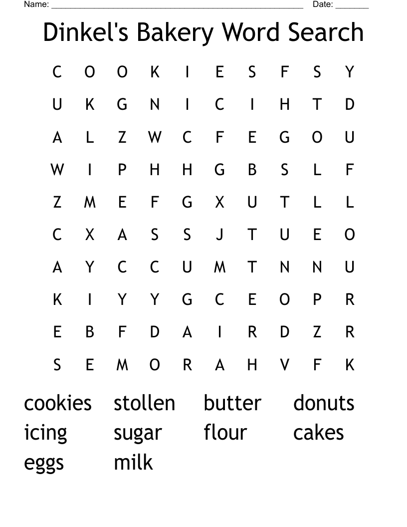 Dinkel's Bakery Word Search