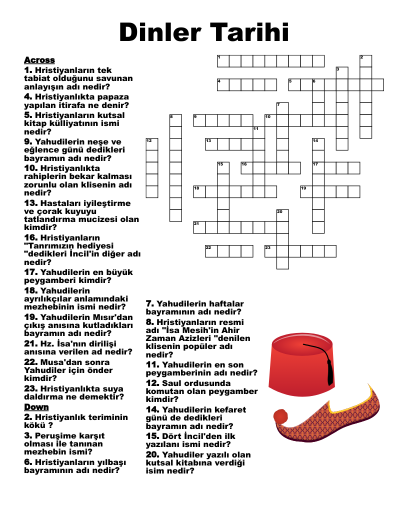 Dinler Tarihi Crossword