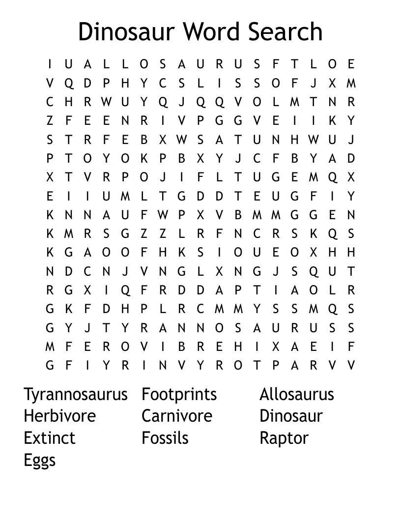Dinosaur Word Search 