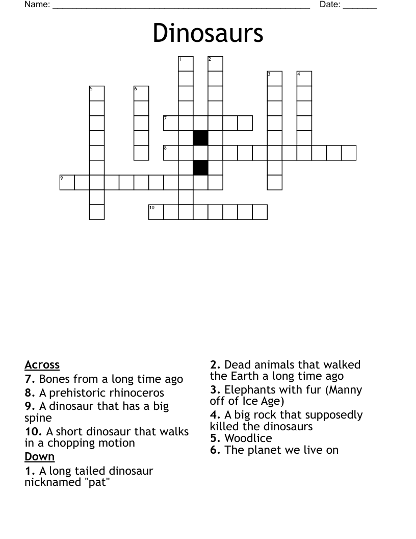 Dinosaurs Crossword