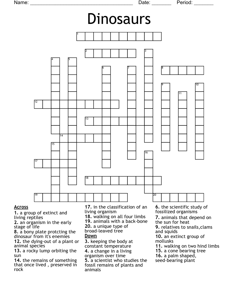 Dinosaurs Crossword
