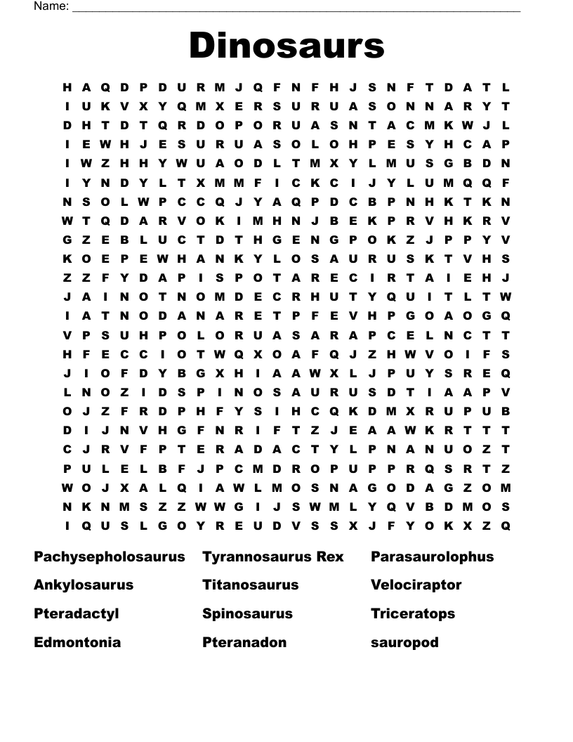 Dinosaurs Word Search