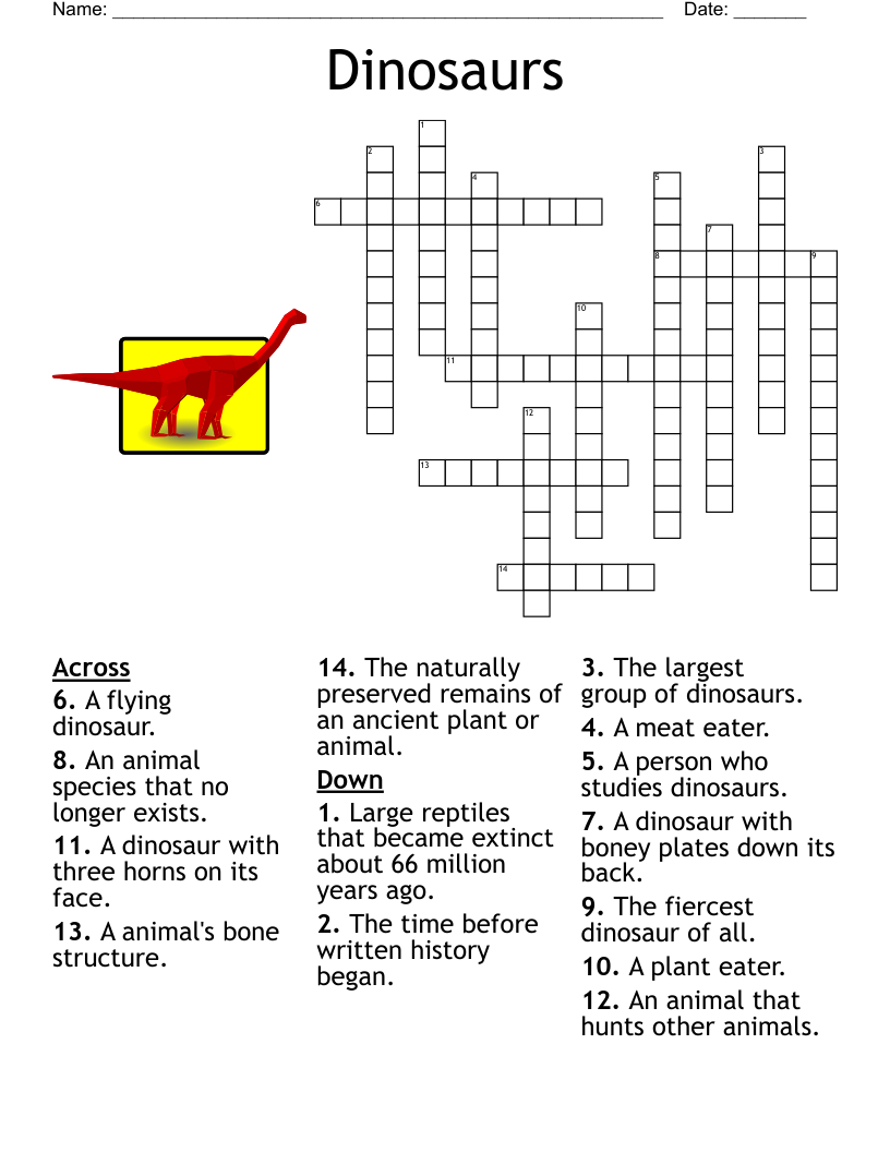 Dinosaurs Crossword