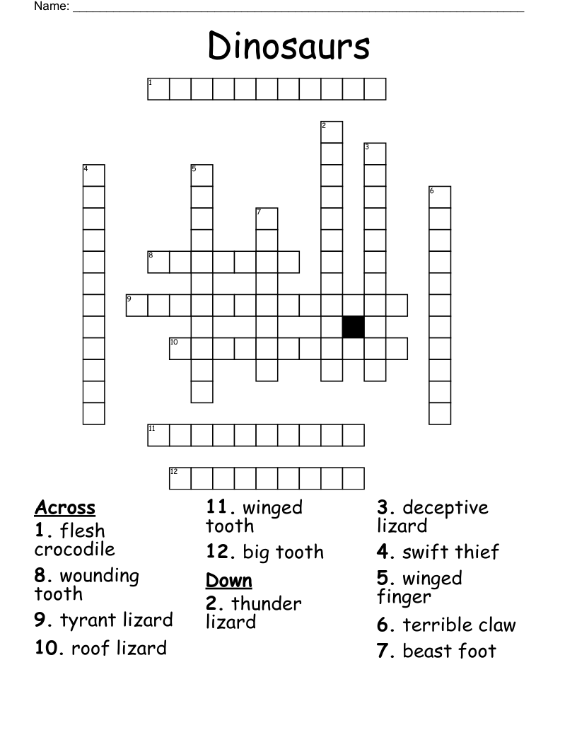 Dinosaurs Crossword