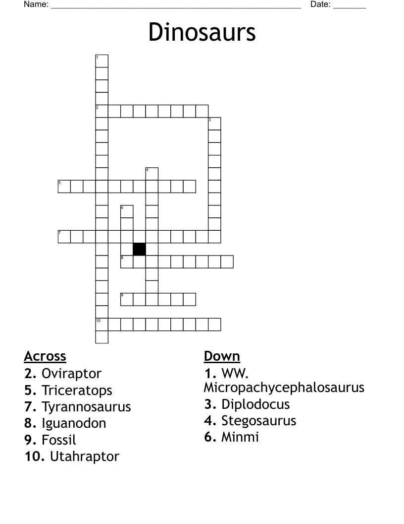 Dinosaurs Crossword
