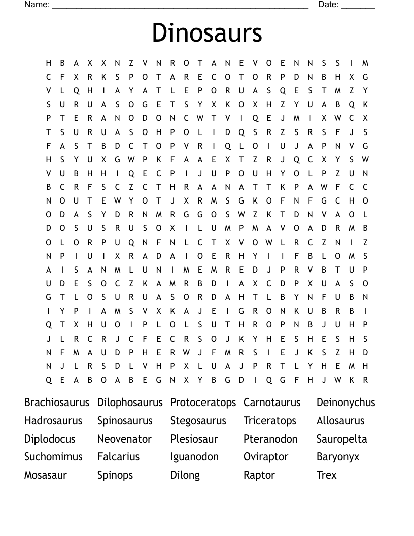 Dinosaurs Word Search