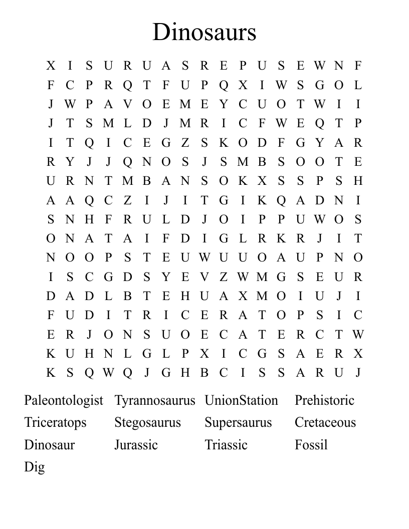 Dinosaurs Word Search