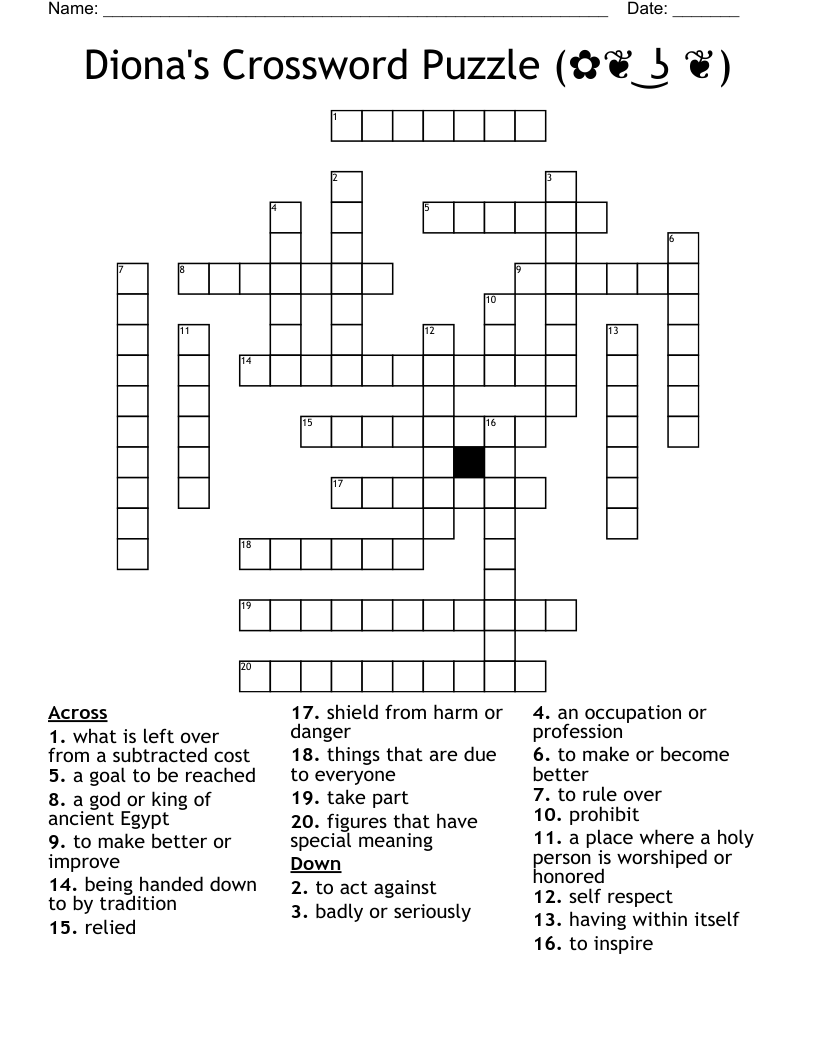 Diona's Crossword Puzzle (✿❦ ͜ʖ ❦)