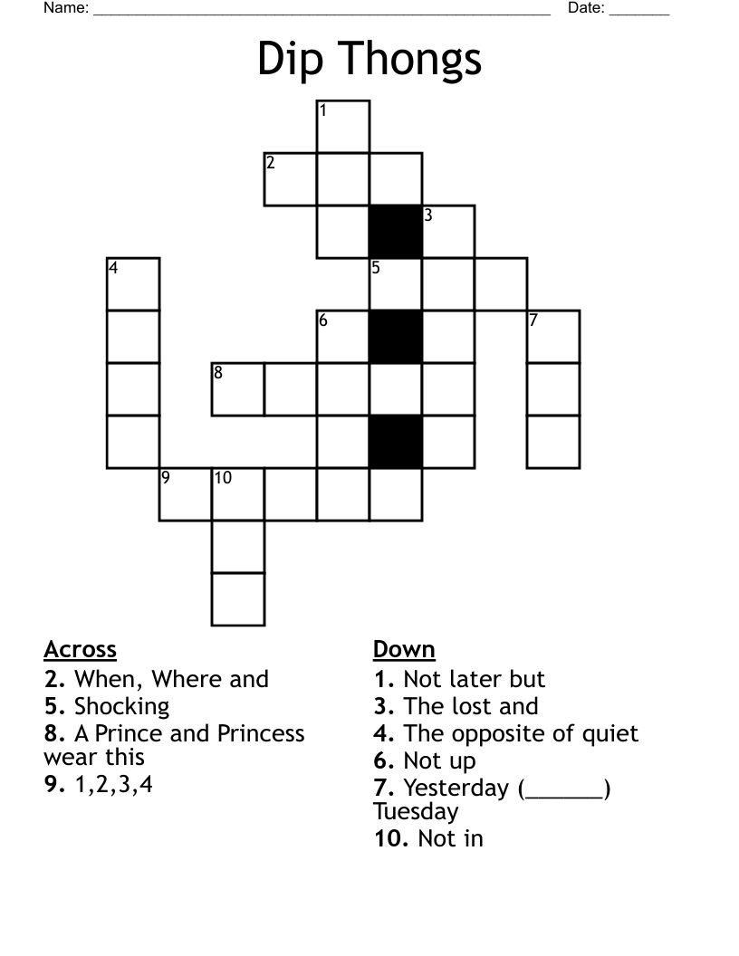 Dip Thongs Crossword