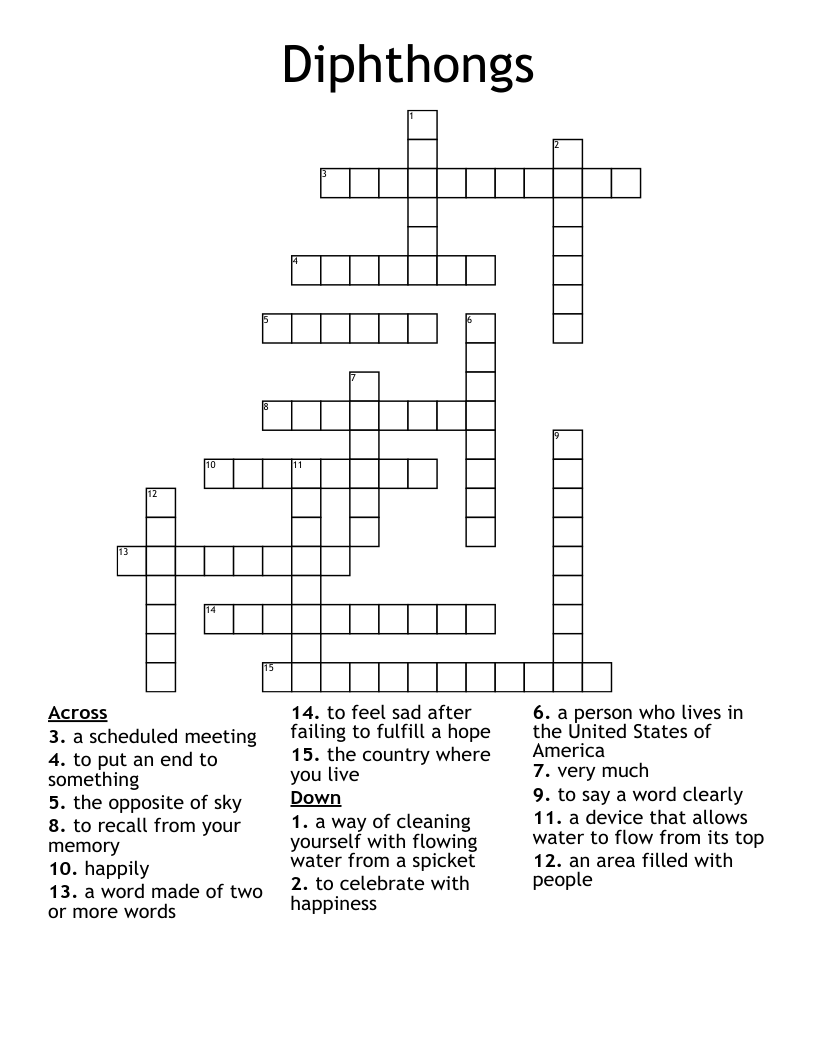 Diphthongs Crossword