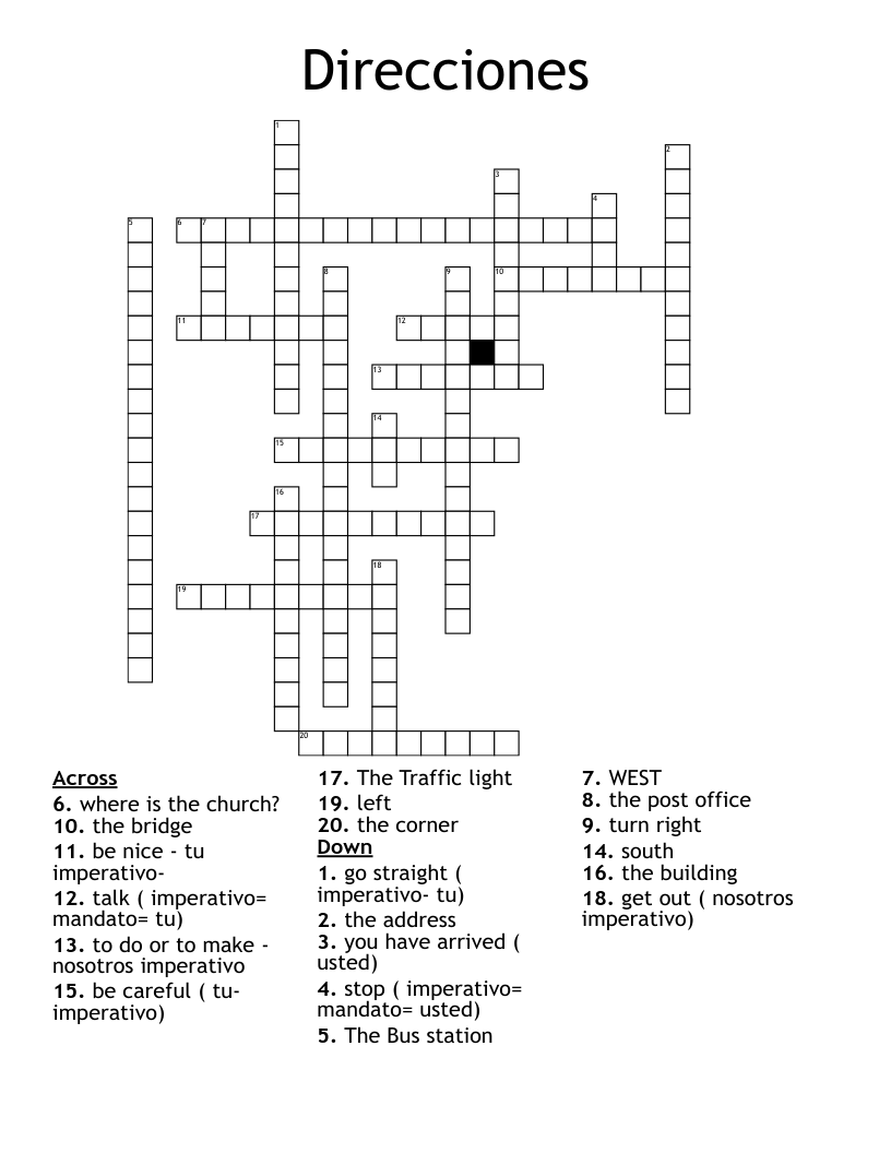 Direcciones Crossword