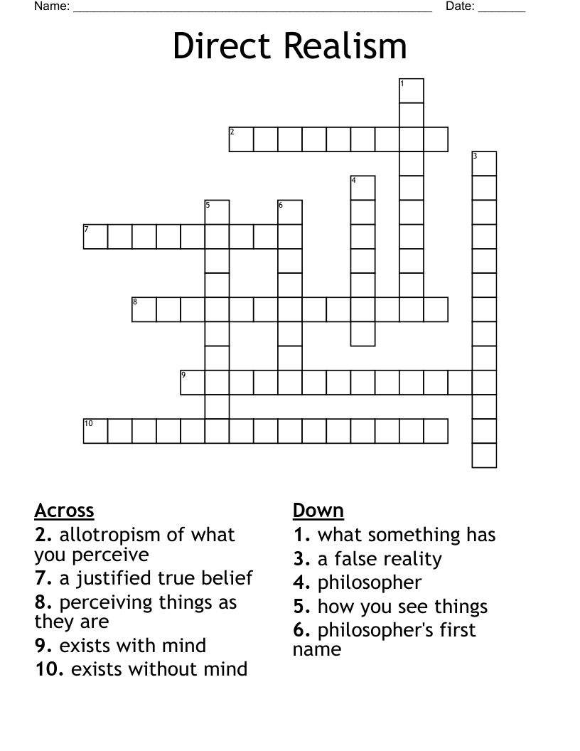 Direct Realism Crossword