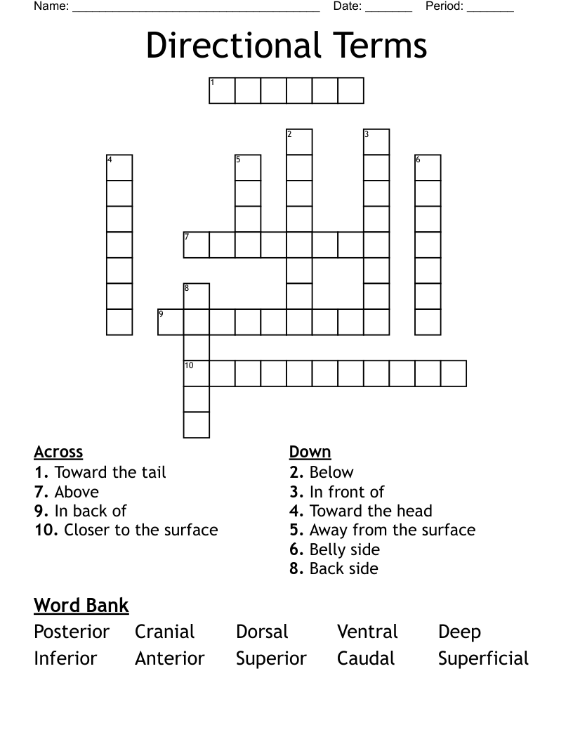 Directional Terms Crossword