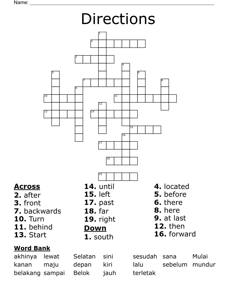 Directions Crossword