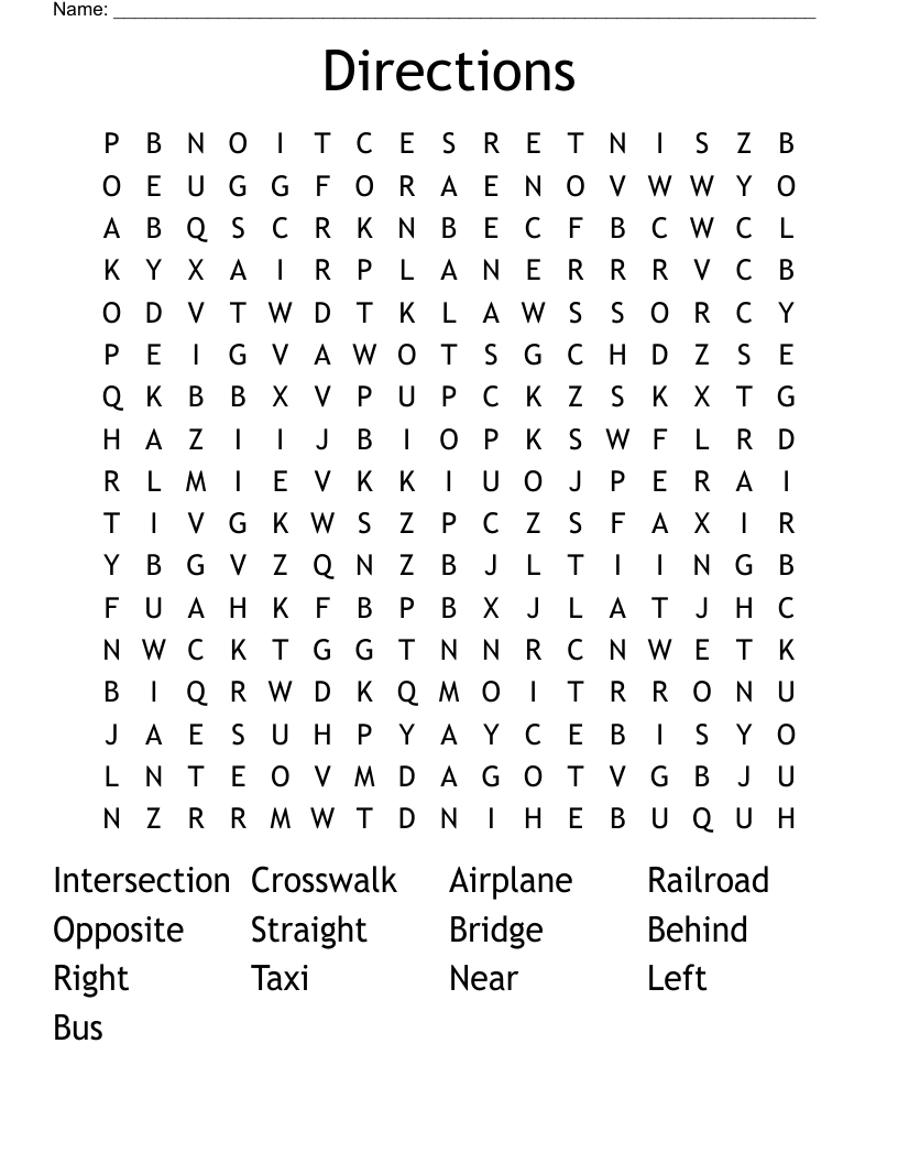 Directions  Word Search