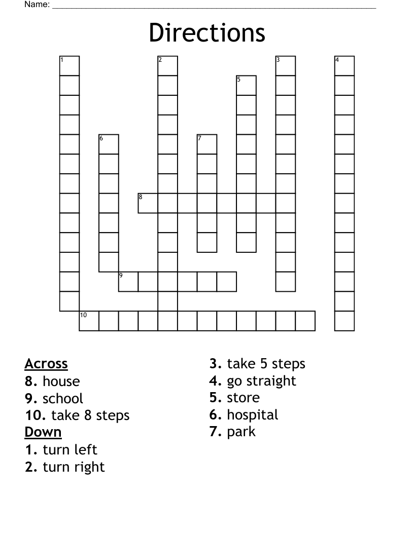 Directions  Crossword