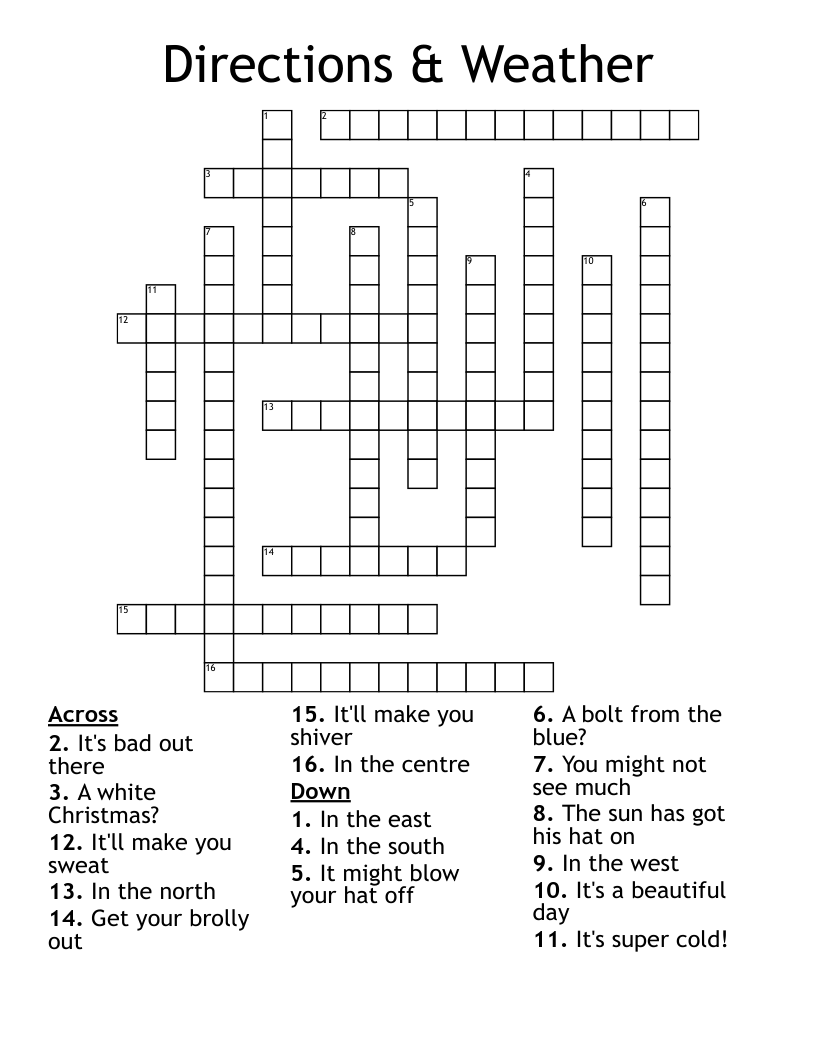 Directions & Weather Crossword