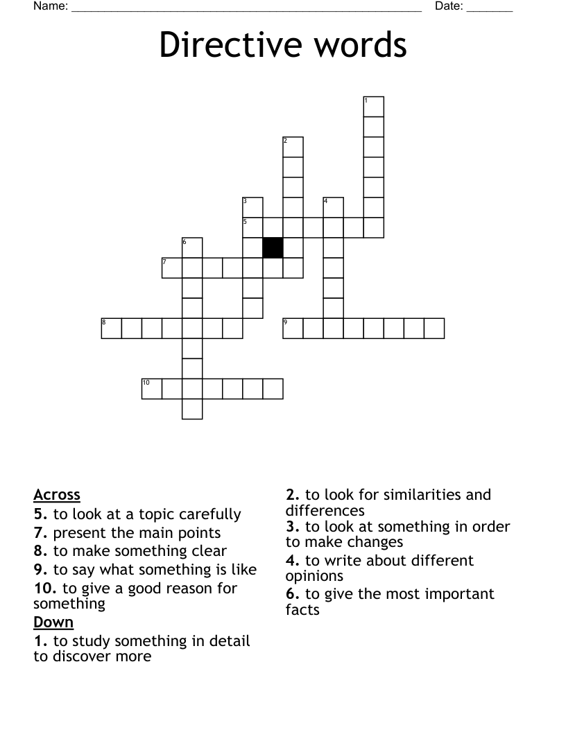 Directive words Crossword