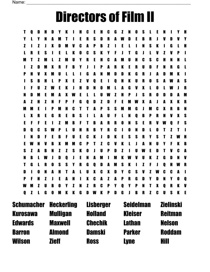 Directors of Film II Word Search