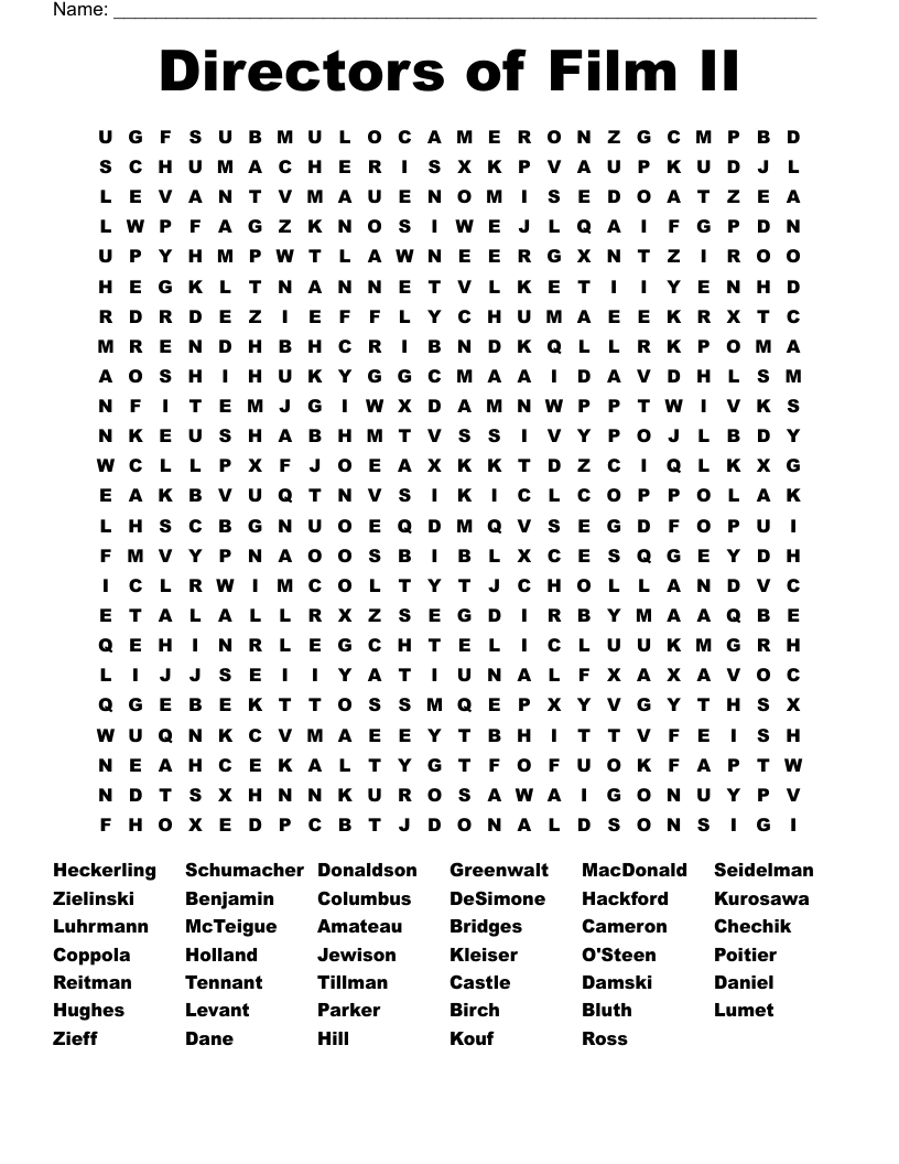 Directors of Film II Word Search
