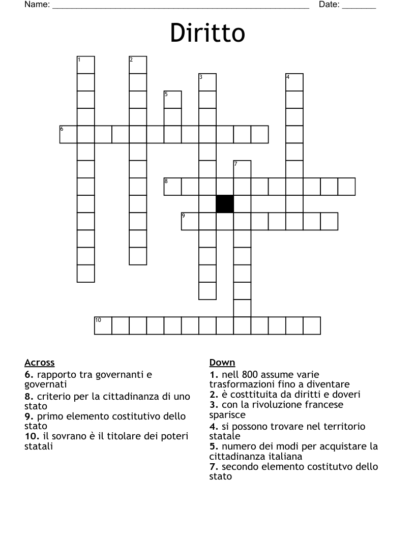 Diritto Crossword
