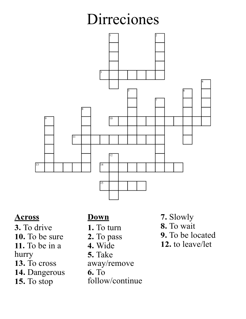 Dirreciones Crossword